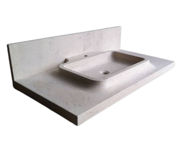 Vasque en pierre Oppio - 100 x 50 x 10 - Lanvignes Doré Jaune Vieilli - COMPTOIR DES PIERRES
