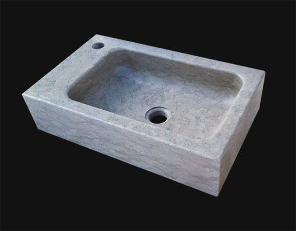 Lave main en pierre Saint-Roman - 80 x 35 x 10 - Percement robinetterie côté droit - Lanvignes Doré Jaune Vieilli - COMPTOIR DES PIERRES – Image 3