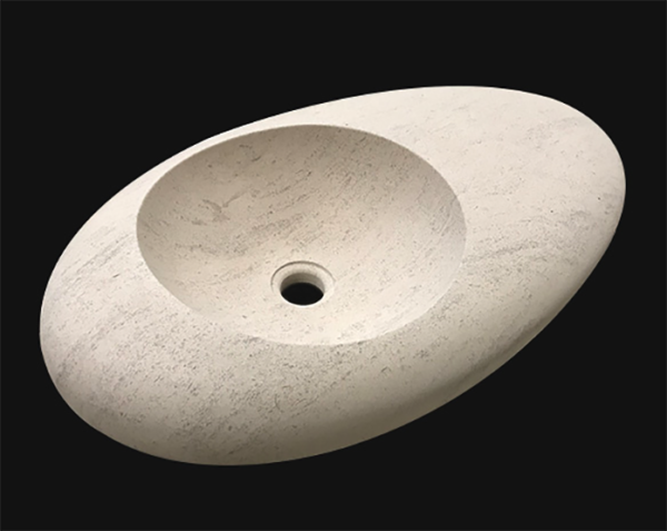 Vasque en pierre Galet - 90 x 50 x 12 - Charmot Doré Adouci - COMPTOIR DES PIERRES – Image 3
