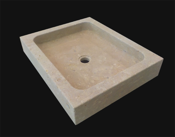 Vasque en pierre Saint-Rémy - 55 x 45 x 10 - Charmot Doré Adouci - COMPTOIR DES PIERRES – Image 3