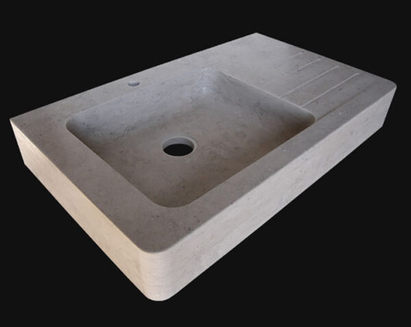Evier en pierre Lauris 1 bac - 90 x 60 x 15 - Charmot Doré Adouci - COMPTOIR DES PIERRES – Image 5