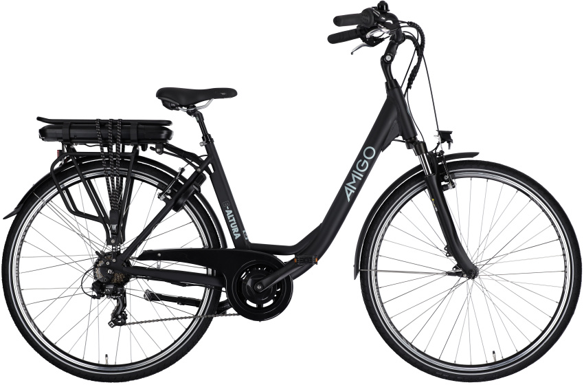 Vélos de ville électriques E-Altura D2 28 Pouces 49 cm Femme 7SP V-Brake Noir mat - AMIGO – Image 14