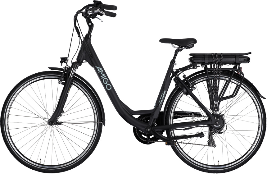 Vélos de ville électriques E-Altura D2 28 Pouces 49 cm Femme 7SP V-Brake Noir mat - AMIGO – Image 16