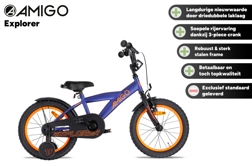 Children bikes Explorer 16 Pouces 23 cm Garçon Frein à rétropédalage Bleu/Orange - AMIGO – Image 16