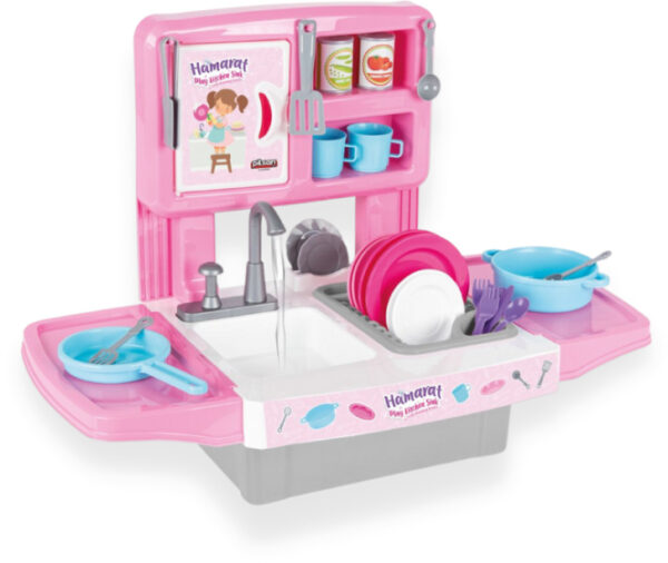 Toy kitchens Hamarat jouet cuisine avec robinet d'eau rose 39 pièces - Pilsan – Image 8