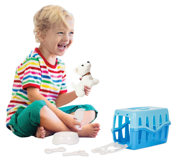 cuddles Chien câlin avec kit de toilettage - panier de voyage inclus Bleu - Pilsan – Image 6