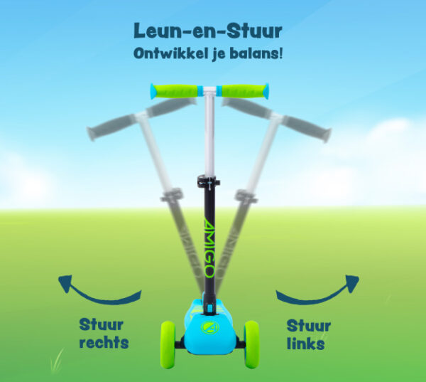 Children's scooters Twister trottinette pliable à 3 roues pour enfants avec frein à pied bleu/citron vert - AMIGO – Image 13