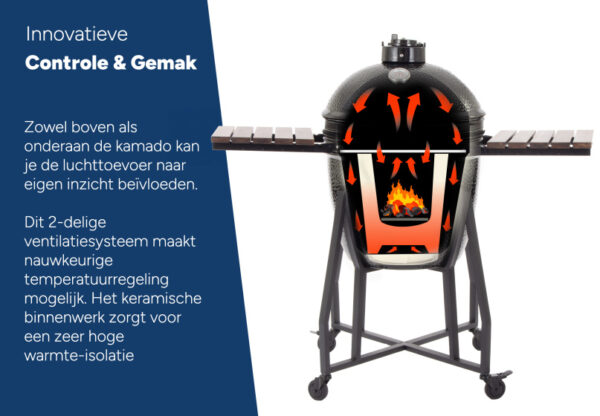 Kamado's Kamado Large Ø 21 inch avec Frame Ceramic Black - Arbaer – Image 16