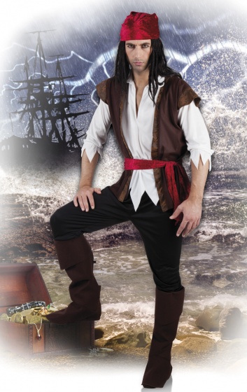 Habillage Costume Pirate Thunder Homme Marron Taille 50/52 - Boland – Image 11