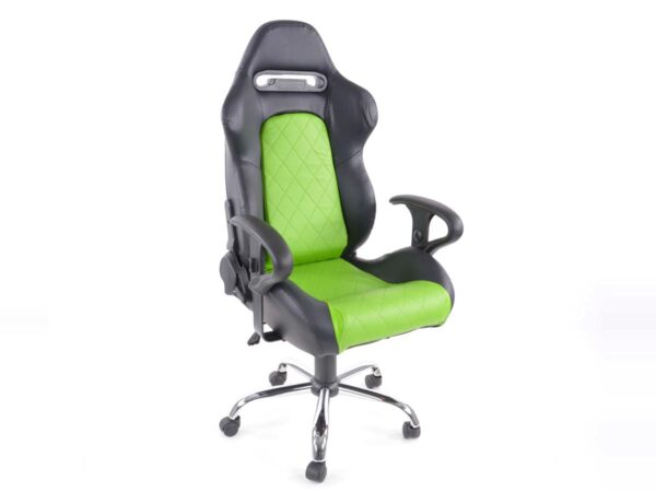 FK siège de sport chaise de bureau pivotante Detroit noir / vert chaise de direction chaise de bureau pivotante -