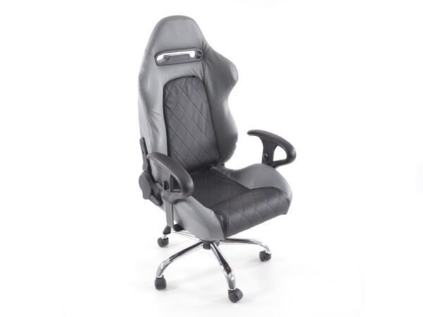 Chaise de bureau pivotante FK Sports Seat Lincoln Chaise de direction noire / grise Chaise de bureau pivotante -