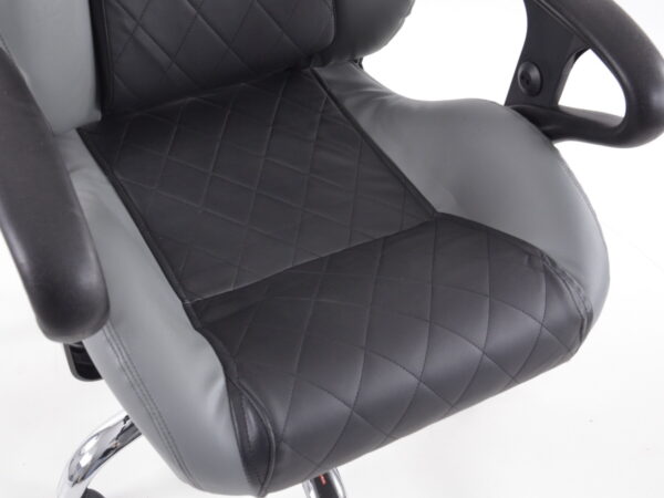 Chaise de bureau pivotante FK Sports Seat Lincoln Chaise de direction noire / grise Chaise de bureau pivotante - – Image 6