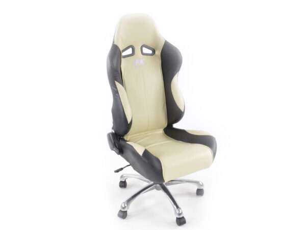 FK siège de sport chaise de bureau pivotante Baltimore noir / beige chaise de direction chaise de bureau chaise de bureau -