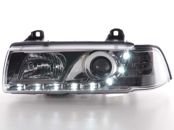 Phares Daylight Feux de jour à LED BMW Série 3 E36 Limo / Touring chromé pour conduite à droite - – Image 2