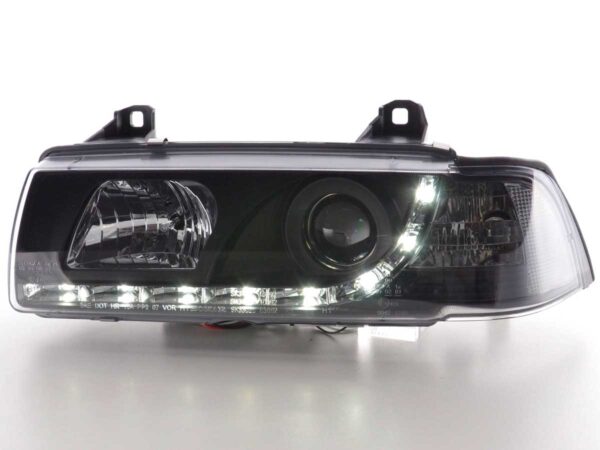 Phares Daylight Feux de jour à LED BMW Série 3 E36 Limo / Touring noir pour conduite à droite - – Image 2