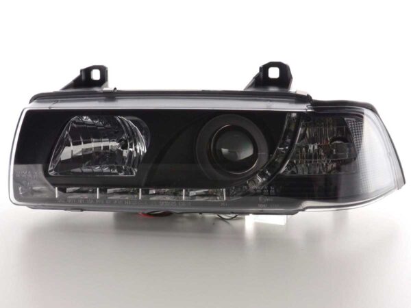 Phares Daylight Feux de jour à LED BMW Série 3 E36 Limo / Touring noir pour conduite à droite - – Image 4