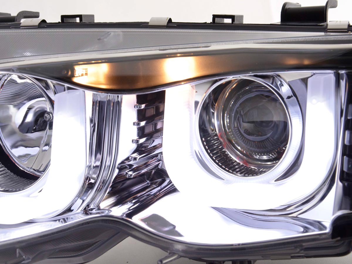 Phare Daylight LED look DRL BMW Série 3 E46 Limo / Touring 02-05 chrome pour conduite à droite - – Image 5