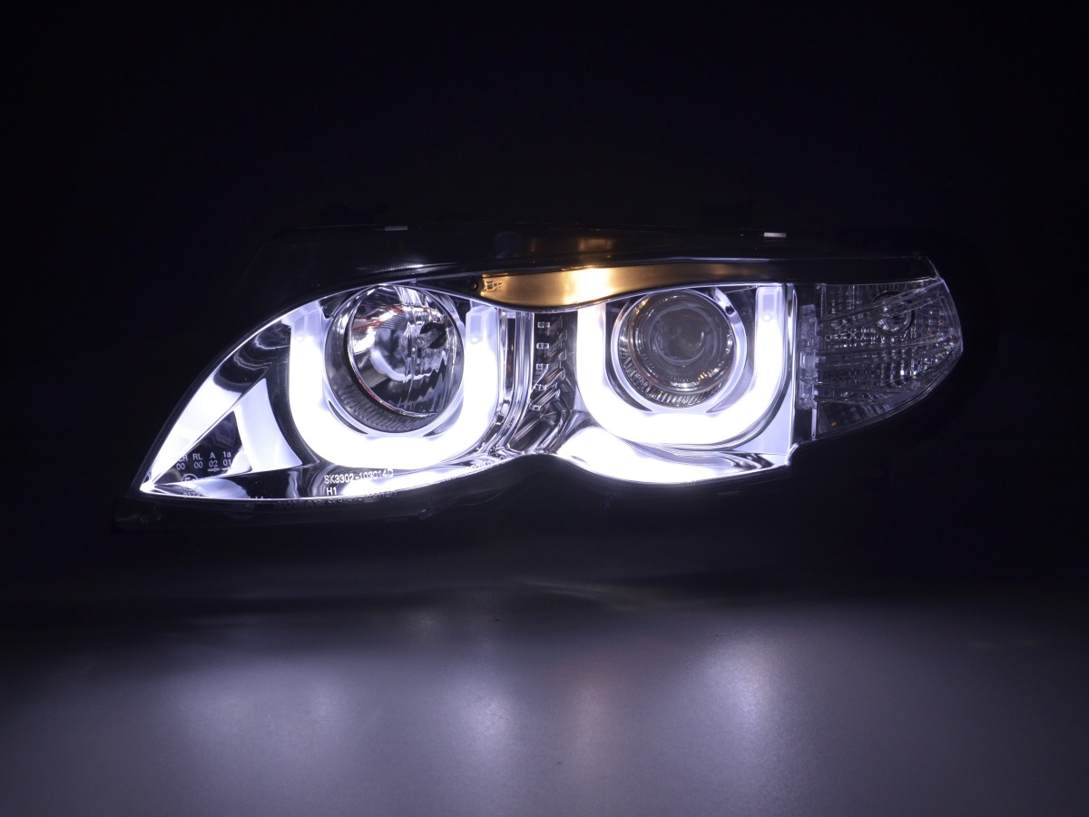 Phares angel eyes BMW Série 3 E46 Limo / Touring 02-05 chrome pour conduite à droite - – Image 2