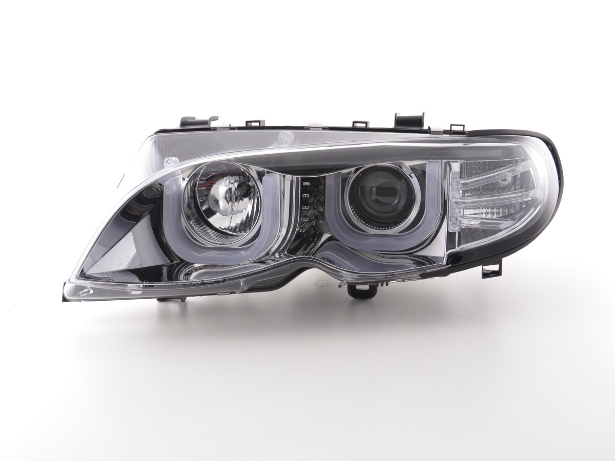 Phares angel eyes BMW Série 3 E46 Limo / Touring 02-05 chrome pour conduite à droite - – Image 3