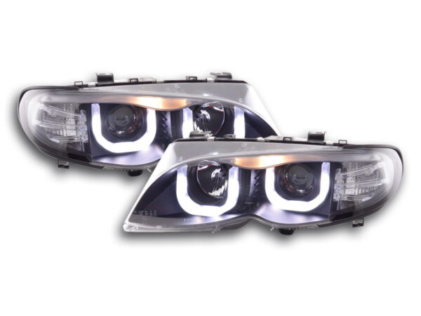 Phares Angel Eye BMW Série 3 E46 Limo / Touring 02-05 noir pour conduite à droite -