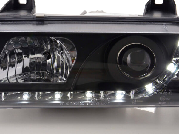 Phares Daylight Feux de jour à LED BMW Série 3 E36 berline 92-98 noir - – Image 6