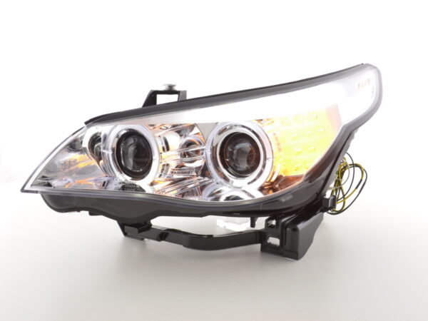 Phares avant xenon angel eyes LED BMW Série 5 E60 / E61 03-04 chrome pour conduite à droite - – Image 2