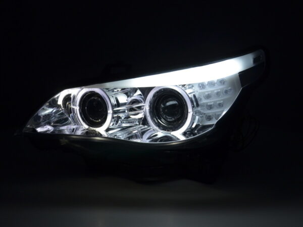 Phares avant xenon angel eyes LED BMW Série 5 E60 / E61 03-04 chrome pour conduite à droite - – Image 3