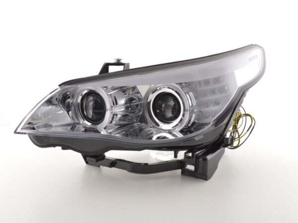 Phares avant xenon angel eyes LED BMW Série 5 E60 / E61 03-04 chrome pour conduite à droite - – Image 5