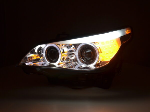 Phare avant xenon angel eyes LED BMW Série 5 E60 / E61 05-08 chrome pour conduite à droite - – Image 4