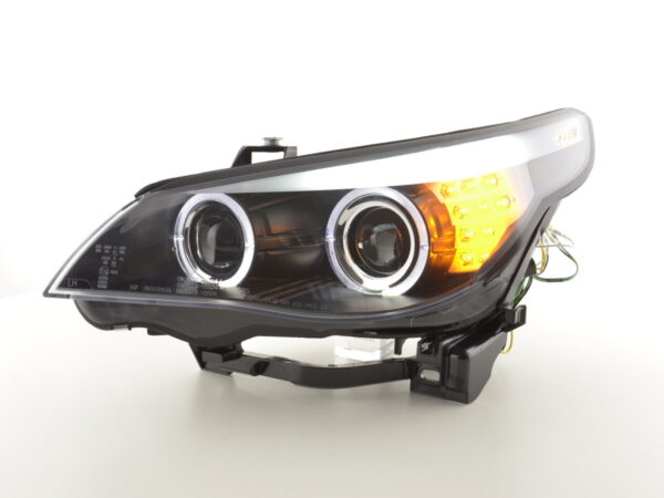 Phares Xenon Angel Eyes LED BMW 5er E60 / E61 05-08 noir pour conduite à droite - – Image 2