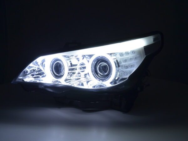 Phares xenon angel eyes CCFL BMW Série 5 E60 / E61 05-08 chrome - – Image 3