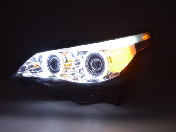 Phares xenon angel eyes CCFL BMW Série 5 E60 / E61 05-08 chrome - – Image 4
