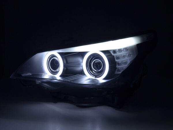 Phares xenon angel eyes CCFL BMW Série 5 E60 / E61 03-04 noir - – Image 3