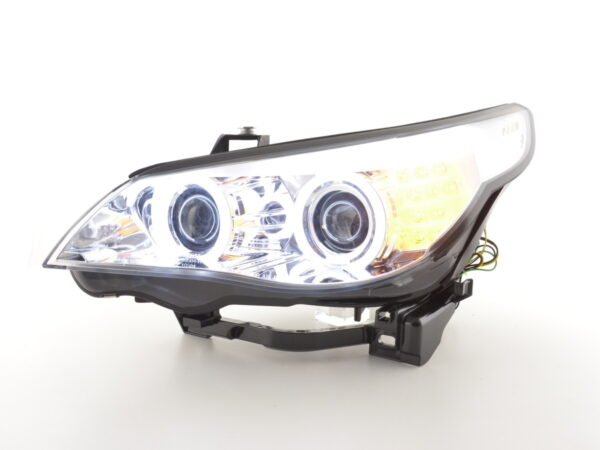 Phare avant Xenon Angel Eyes CCFL BMW Série 5 E60 / E61 03-04 chromé pour conduite à droite - – Image 2