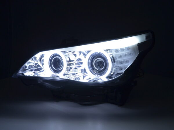 Phare avant Xenon Angel Eyes CCFL BMW Série 5 E60 / E61 03-04 chromé pour conduite à droite - – Image 3