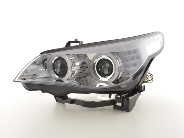 Phare avant Xenon Angel Eyes CCFL BMW Série 5 E60 / E61 03-04 chromé pour conduite à droite - – Image 5