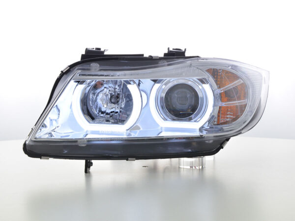 Phares Xenon Daylight LED look DRL BMW Série 3 E90 / E91 05-08 chrome -