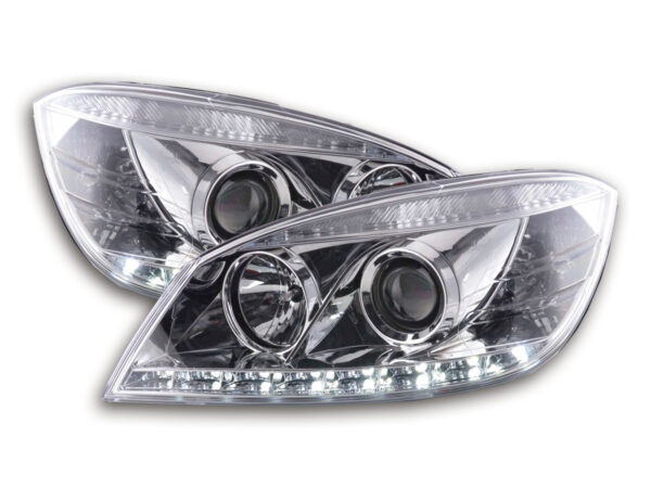 Phare Daylight LED DRL look Mercedes Classe C type W204 07-10 chrome -