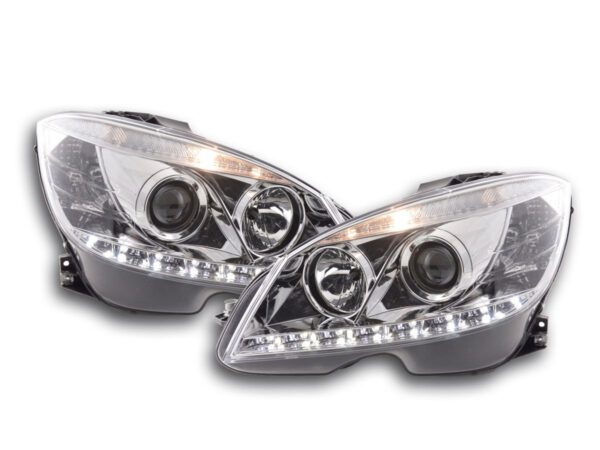 Phare Daylight LED DRL look Mercedes Classe C W204 07-10 chrome -
