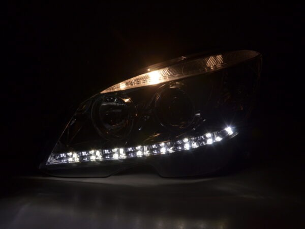 Phare Daylight LED DRL look Mercedes Classe C W204 07-10 chrome - – Image 2