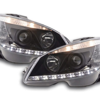 Phare Daylight LED DRL look Mercedes Classe C W204 07-10 noir -