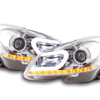 Phare Daylight LED DRL look Mercedes Classe C W204 11-14 chrome -