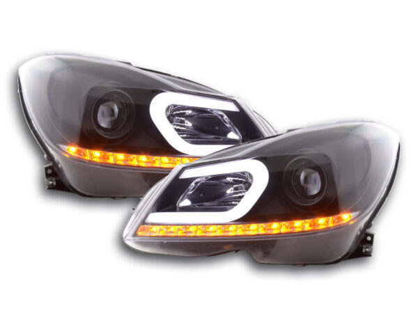 Phare Daylight LED DRL look Mercedes Classe C W204 11-14 noir -