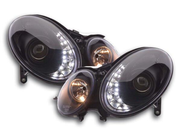 Phare Daylight LED DRL look Mercedes Classe E type W211 02-06 noir -