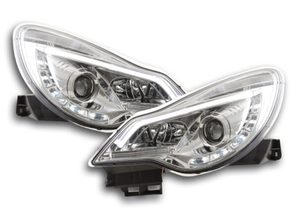 Phare Daylight LED Feux de jour à LED Opel Corsa D à partir de 2011 chromé pour conduite à droite -
