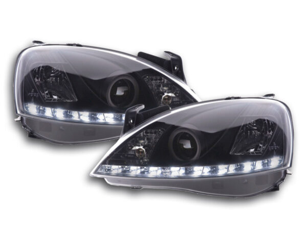 Phare Daylight LED Feux de jour LED Opel Corsa C 01-06 noir -
