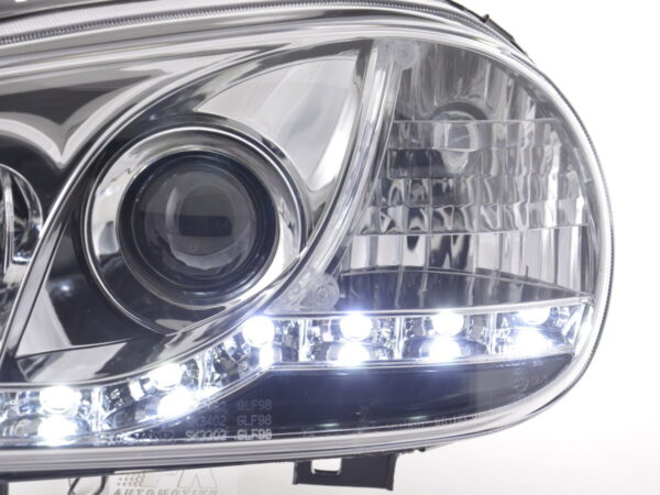Phare Daylight LED look DRL VW Golf 4 type 1J 98-03 chromé pour conduite à droite - – Image 5