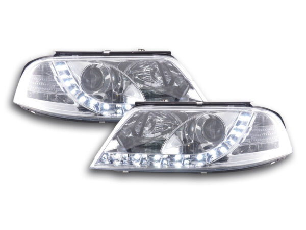 Phare Daylight LED look DRL VW Passat type 3BG 00-05 chromé pour conduite à droite -