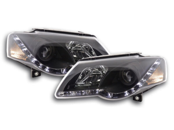 Phare Daylight LED look DRL VW Passat type 3C 05- noir pour conduite à droite -