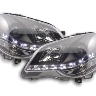 Phare Daylight LED look DRL VW Polo type 9N3 05-09 noir pour conduite à droite -